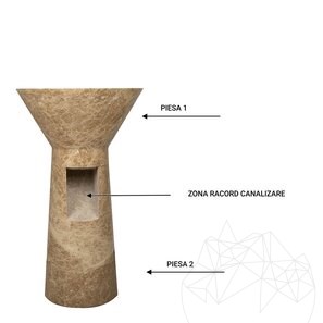 Chiuveta Tao Antros - Marmura Light Emperador, 50 x 85 cm