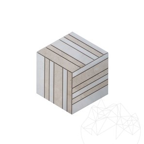 Mozaic Marmura White&Beige 3D Cube Polisata, 20 x 20 cm