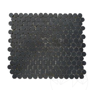 Mozaic Marmura Nero Marquina Penny Polisata, 30.5 x 28 cm