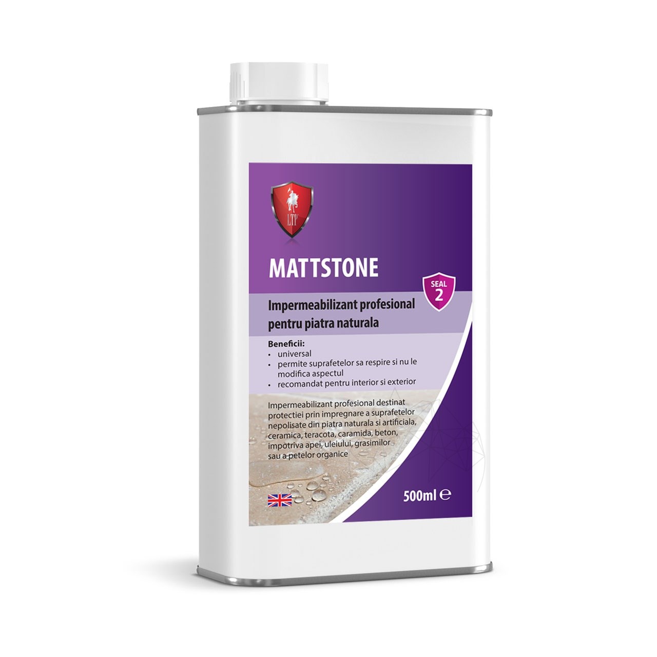 LTP Profesional Mattstone - Impermeabilizant pt. suprafete din piatra naturala nepolisata, caramida, teracota, 500 ml
