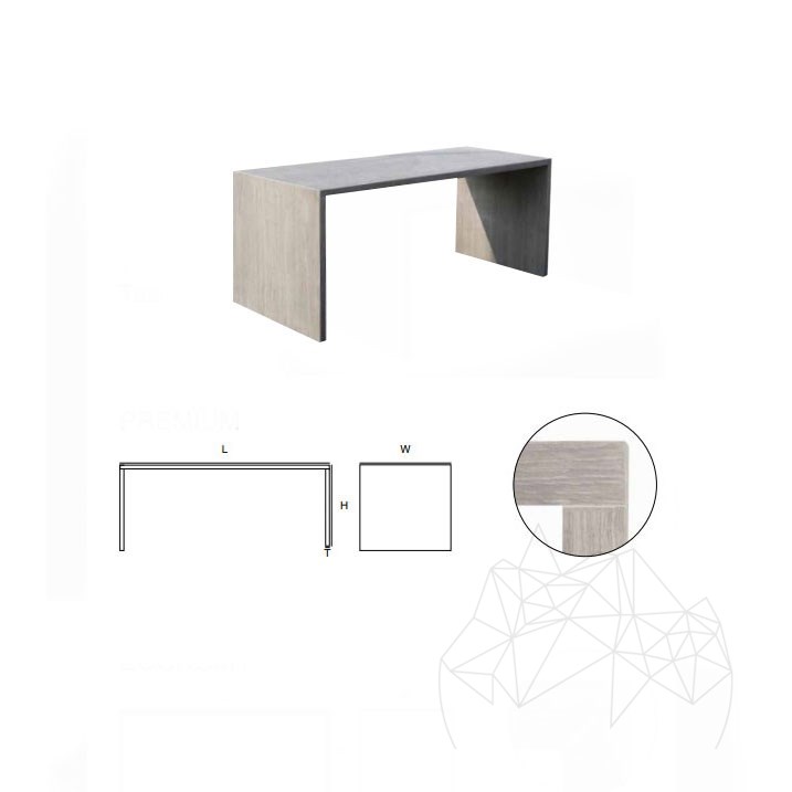 Masa de gradina Tavolo U - Piatra Sinterizata, 80X180X4XH75 Premium