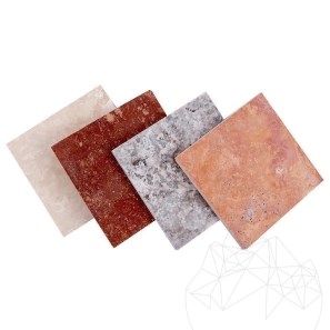 Mostra - Travertin Opium Red Cross Cut Antichizat, 10 x 10 x 1 cm