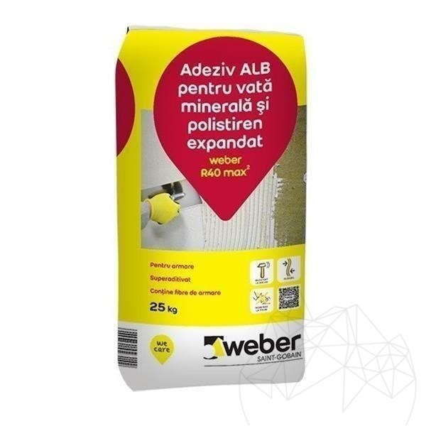 Adeziv alb pentru vata minerala si polistiren expandat - Weber R40 max