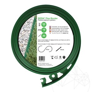 BERA - Bordura flexibila Flex Border verde, set 10 m, inaltime 5 cm (include 20 tarusi)