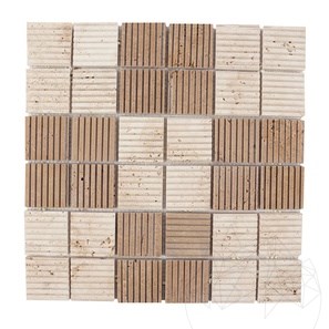 Mozaic Travertin Classic-Noce Rizat, 4.7 x 4.7 cm