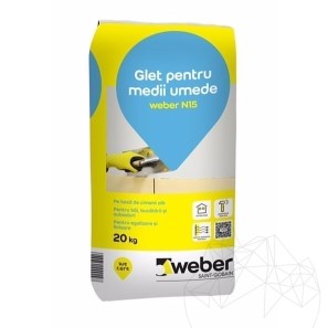 Glet pe baza de ciment pentru medii umede - Weber N15 - 20 kg