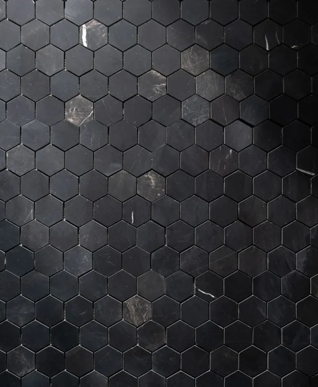 Mozaic Marmura Nero Marquina Hexagon Mata
