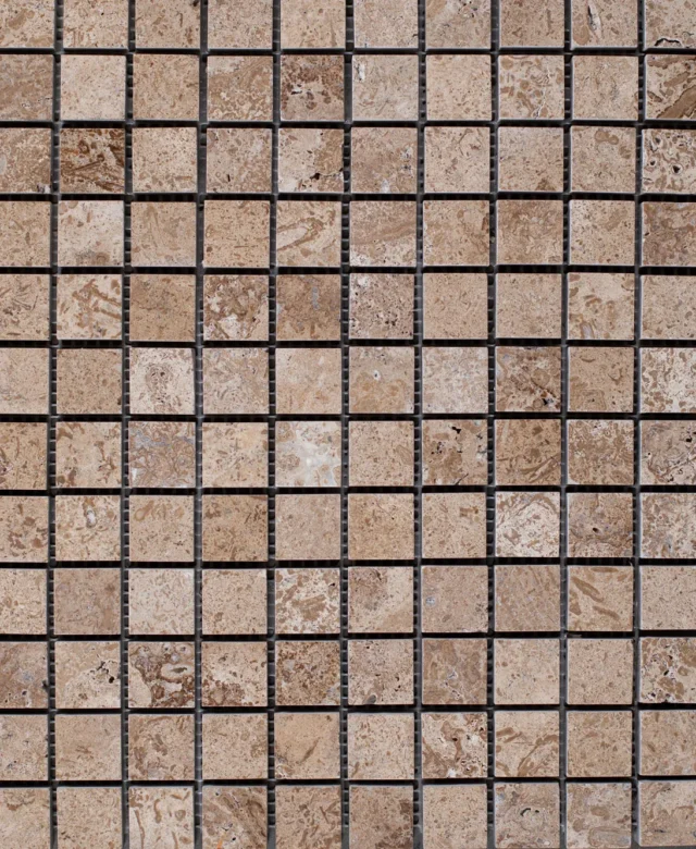 Mozaic Travertin Latte Polisat, 2.3 x 2.3 cm