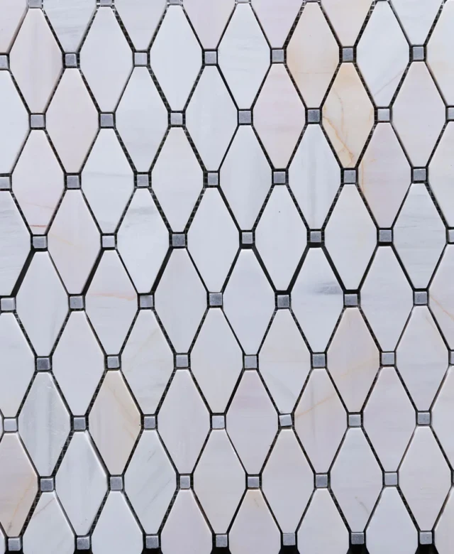 Mozaic Marmura White & Grey Melia Polisata, 24.5 x 26.5 cm