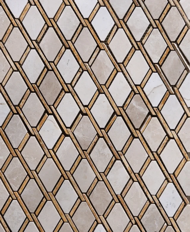 Mozaic Marmura Beige & Travertin Yellow Maze Polisat, 30.5 x 30.5 cm